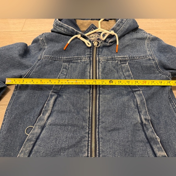 Superdry Men’s Hooded Worker Jacket Denim Blue Size Small - Picture 6 of 15
